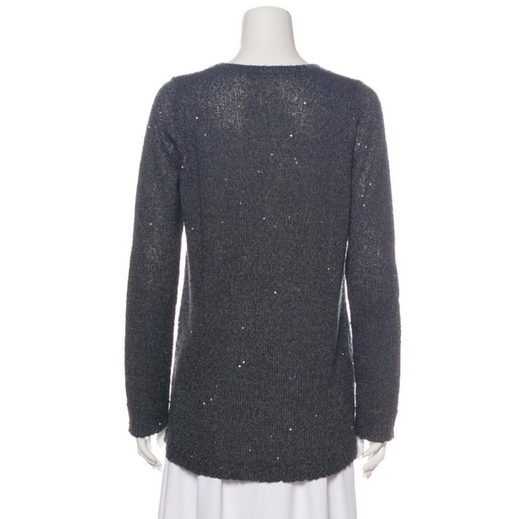 White + Warren Sequin V Neck Alpaca Blend Sweater - Picture 3 of 4